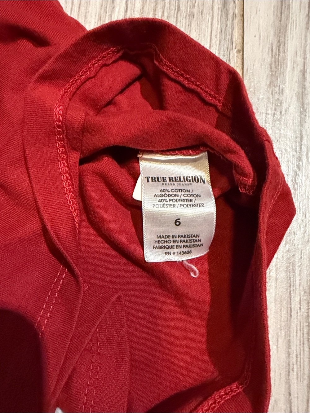 True Religion Red Kids Logo Tee with Yellow Outline - Picture 5 of 7